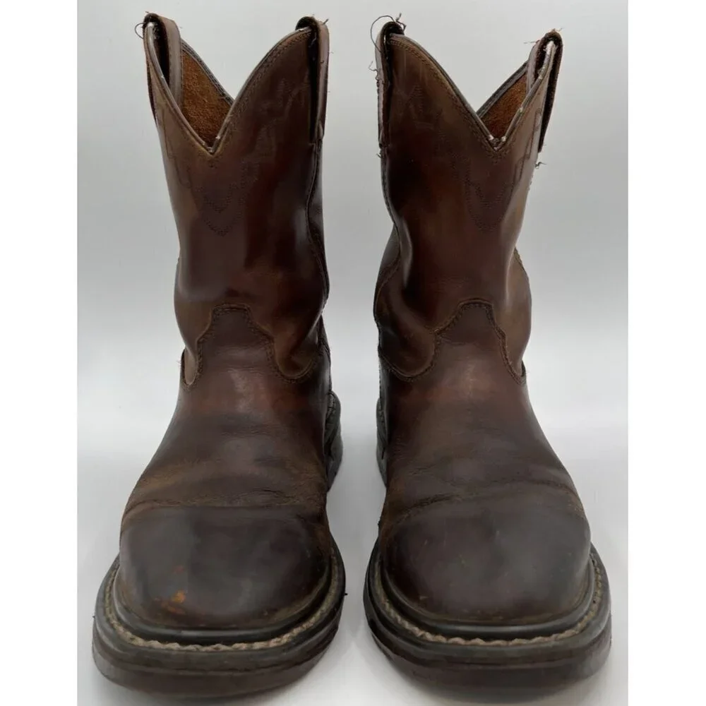 Rocky Original Ride Roper Men’s Brown Leather Western Work Boots Size 9M